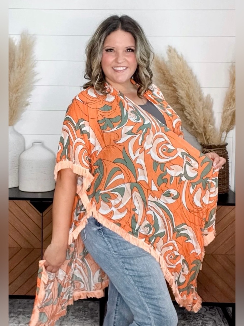 “Florida” Kimono with Fringe by Kori Plus